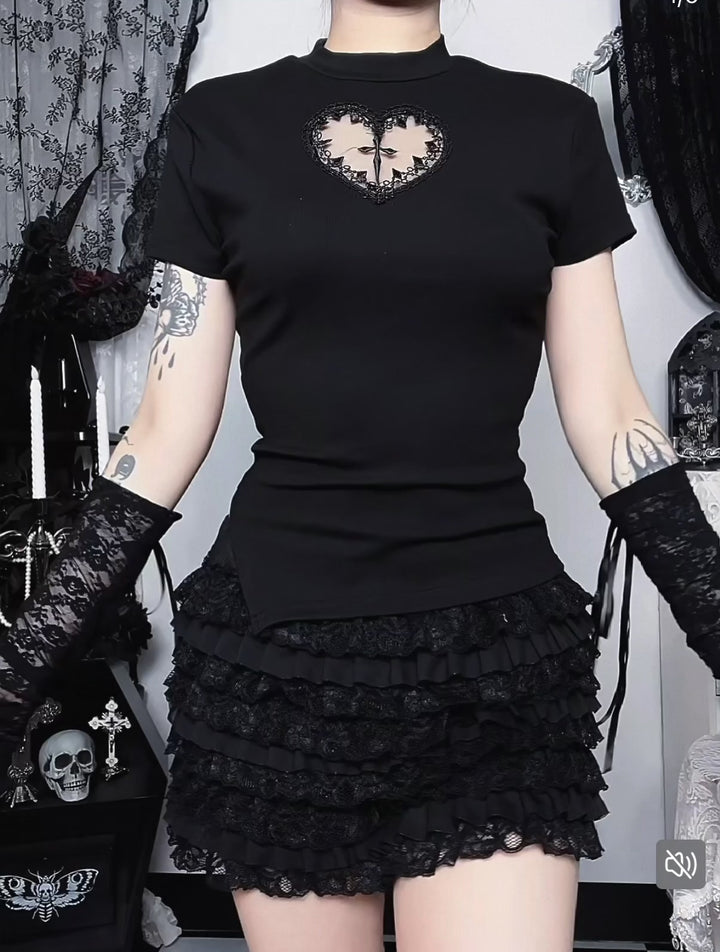 LACE TIERED MINI SKIRT / LG1571