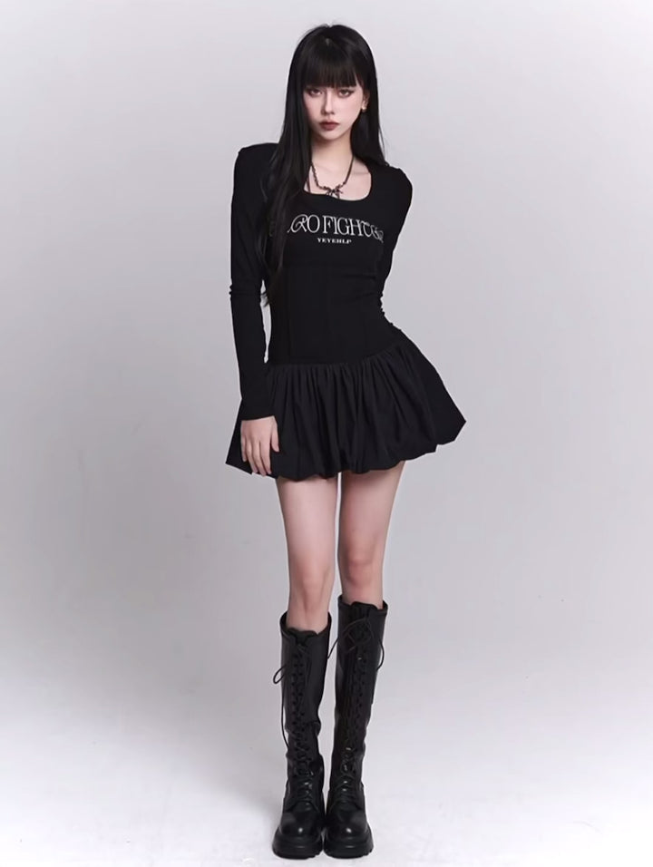 long sleeve puff mini dress/lg1122