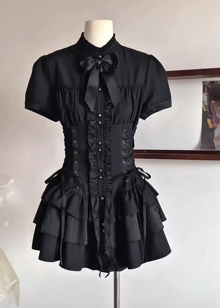 GOTHIC FRILL CORSET MINI DRESS / LG1561