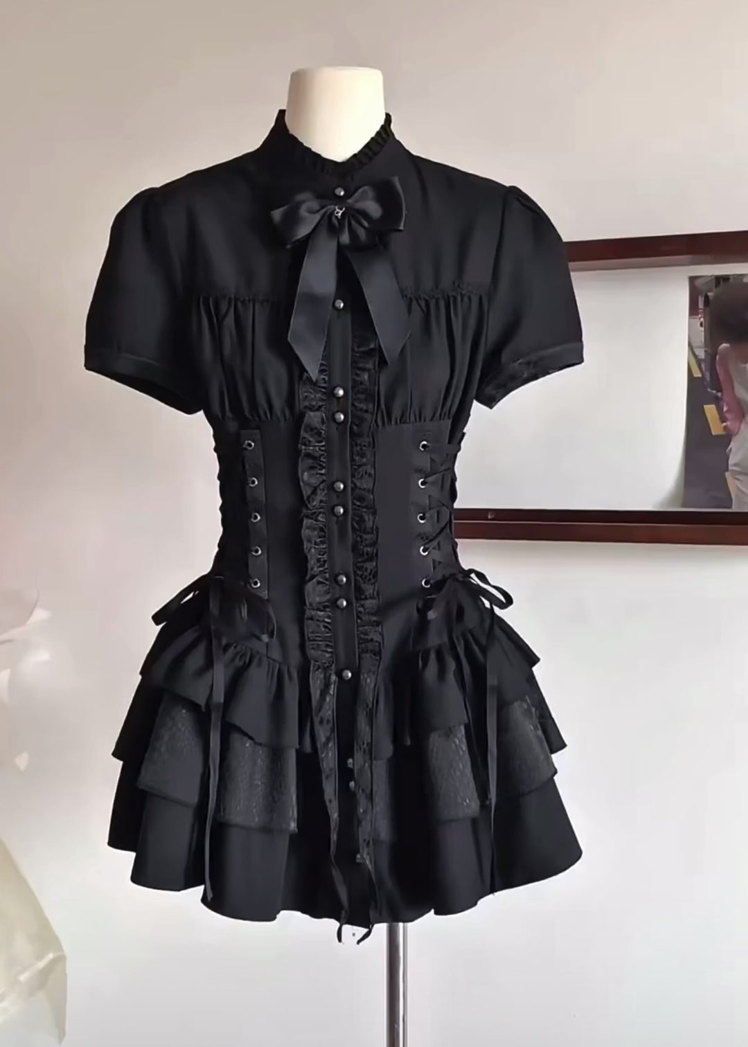 GOTHIC FRILL CORSET MINI DRESS / LG1561