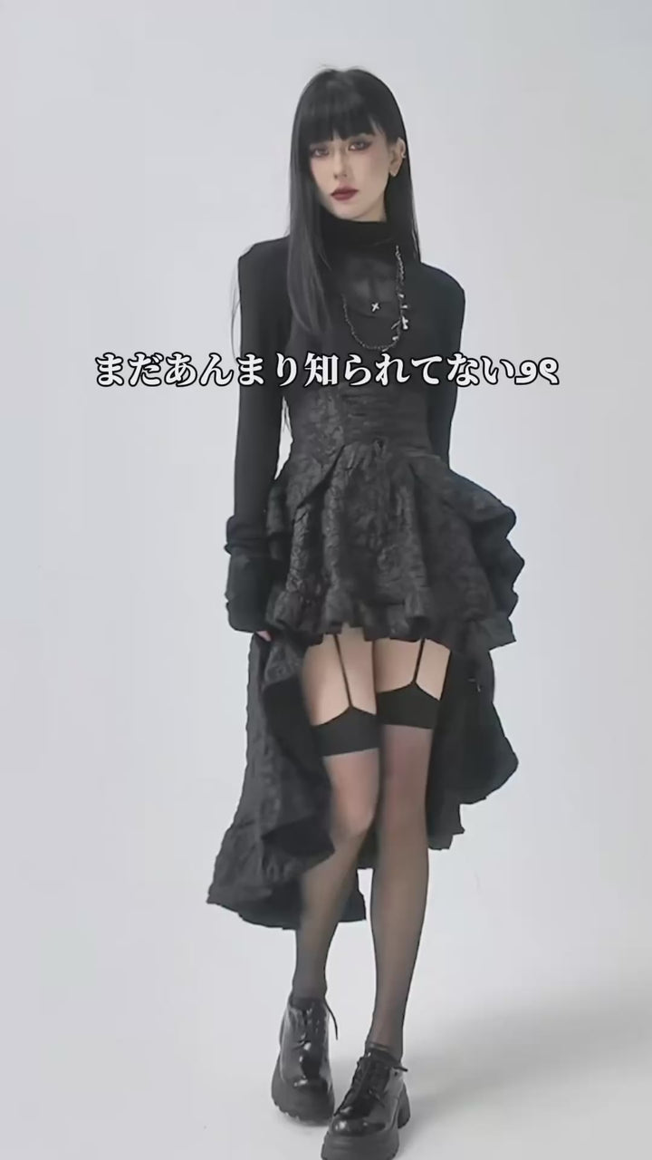 Gothic Frill Asymmetry Skirt / LG1297_e4r
