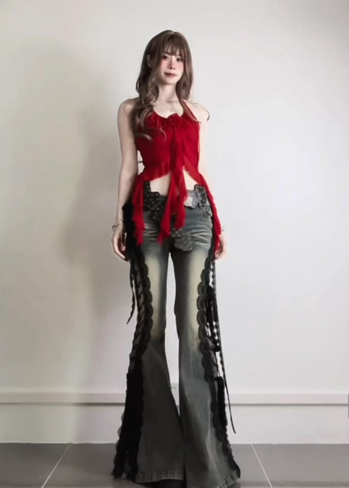 LACE-UP LACE FLARE DENIM / LG1482