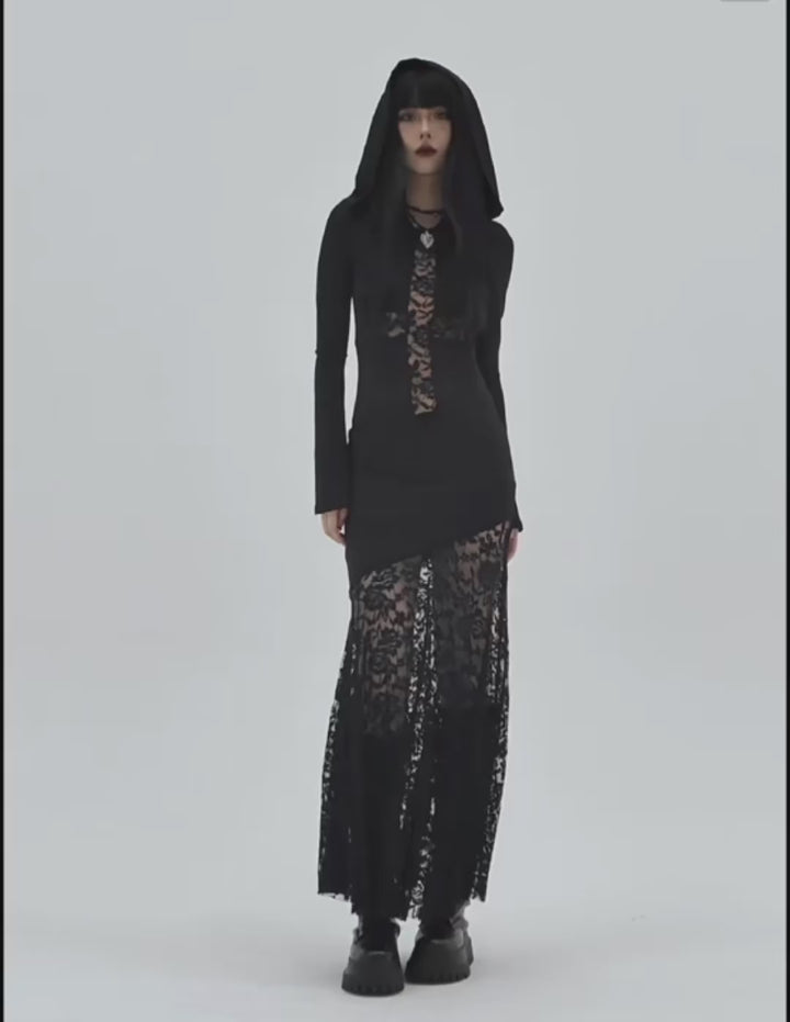 hooded long dress / LG1141 