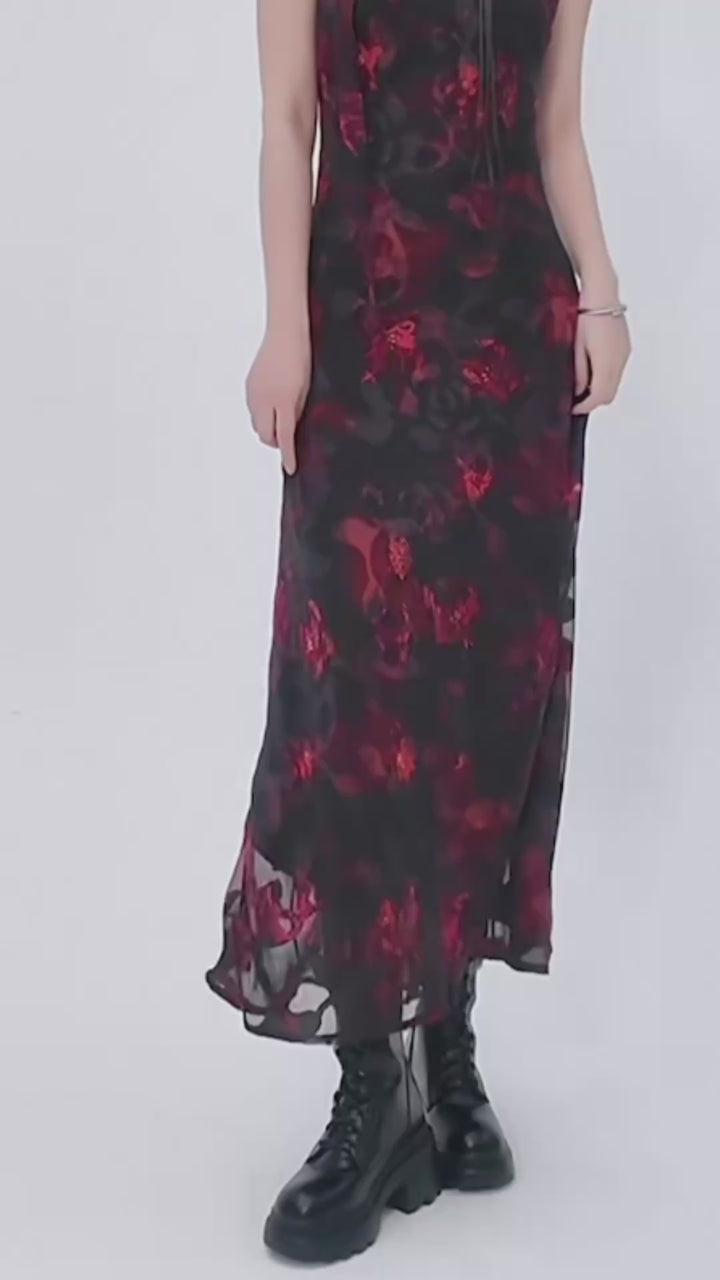 Dark Flower Long Cami Dress/lg1273_e4r