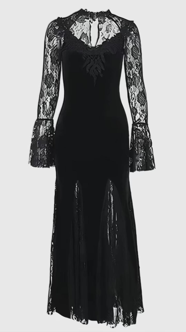 black velvet long dress / LG1177