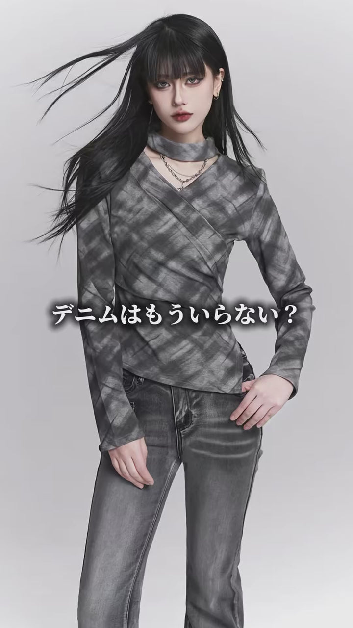 WASHED GREY FLARE DENIM / LG1528