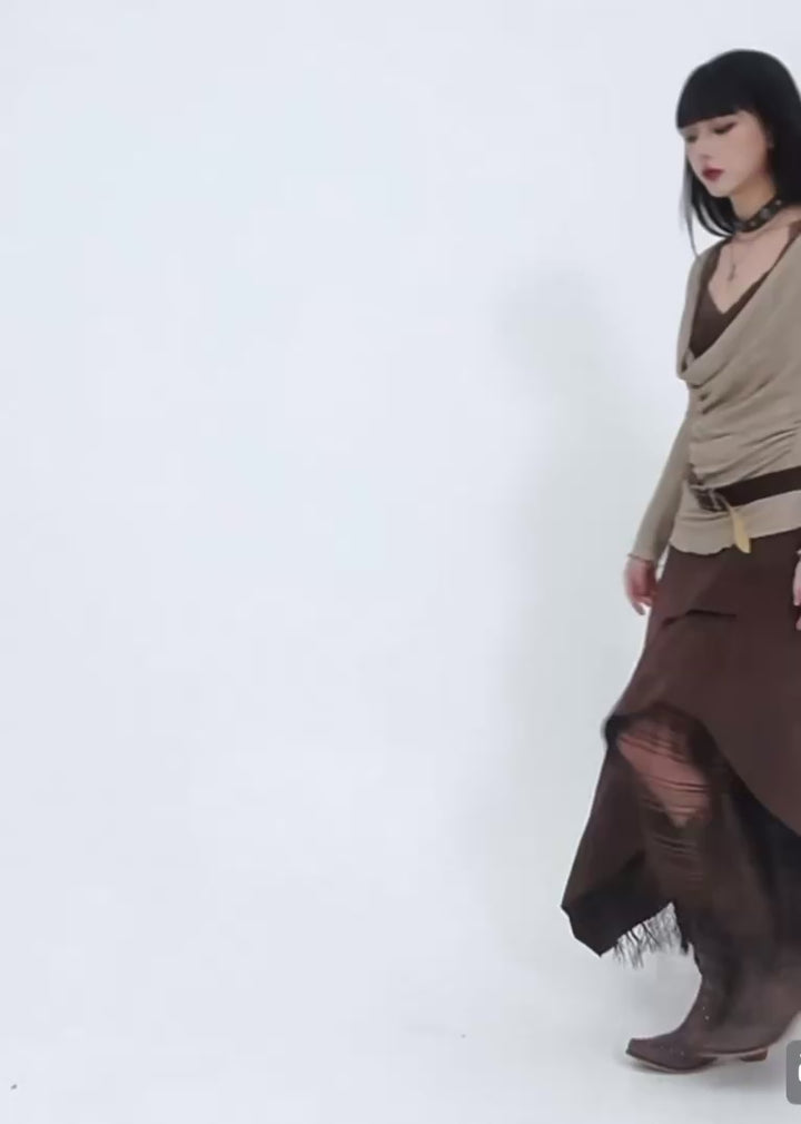 Layered Fringe Long Skirt / lg1373