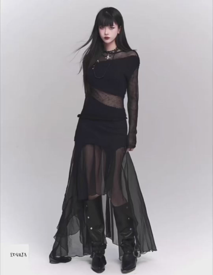 See-through black dress setup / lg1145