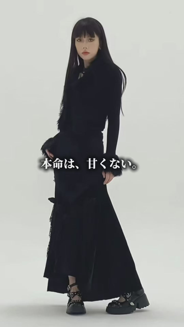 [Same day delivery] black velvet mermaid skirt/lg1126