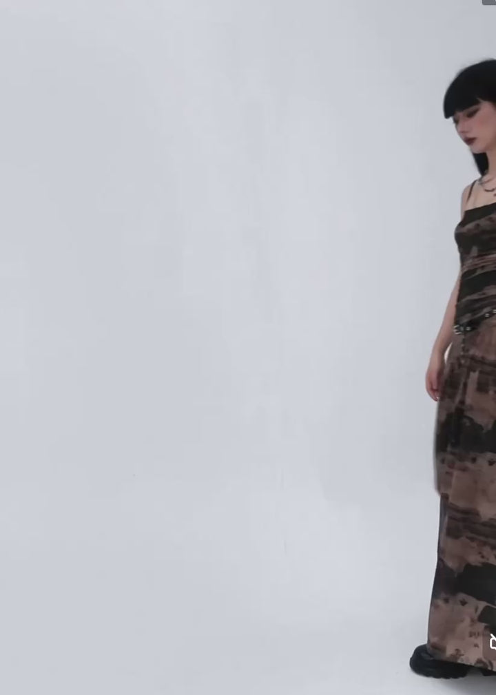 Abstract Noir Cami Dress / lg1327 