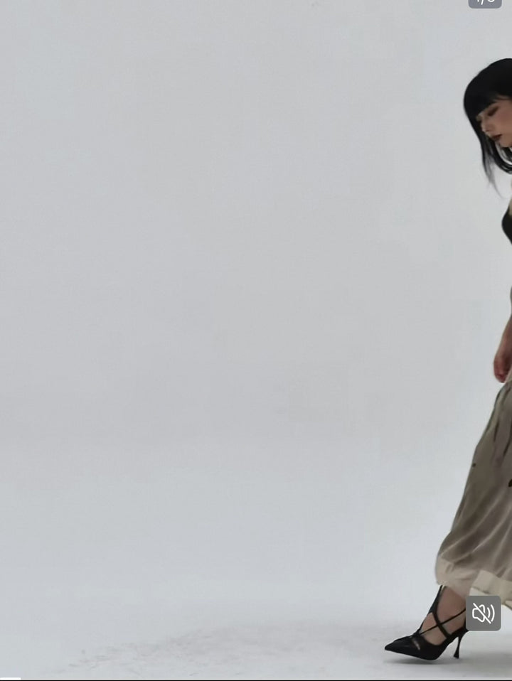INK ART TULLE LONG DRESS / LG1591