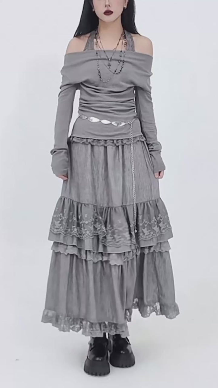 Layered Lace Maxi Skirt / lg1330