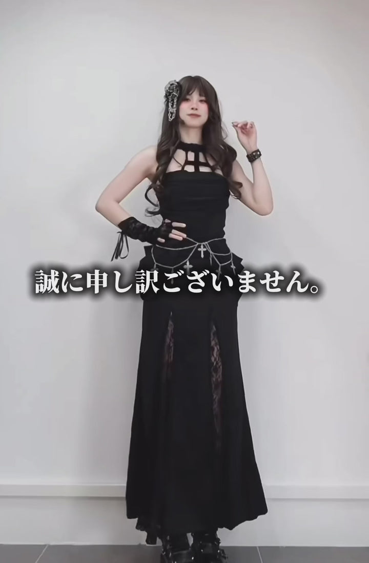 GOTHIC CROSS STRAP LONG DRESS / LG1557