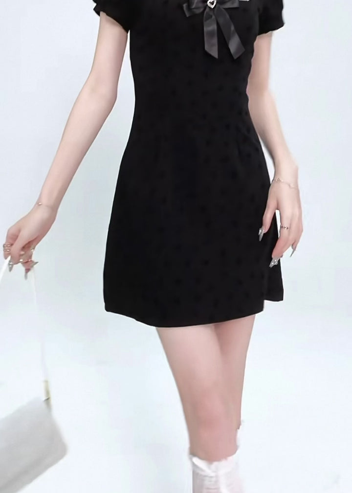 BLACK RIBBON DOLLY MINI DRESS / LG1629