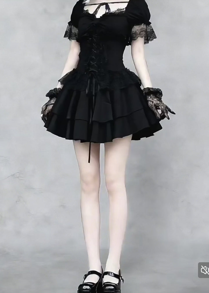 GOTHIC CORSET LACE MINI DRESS / LG1558