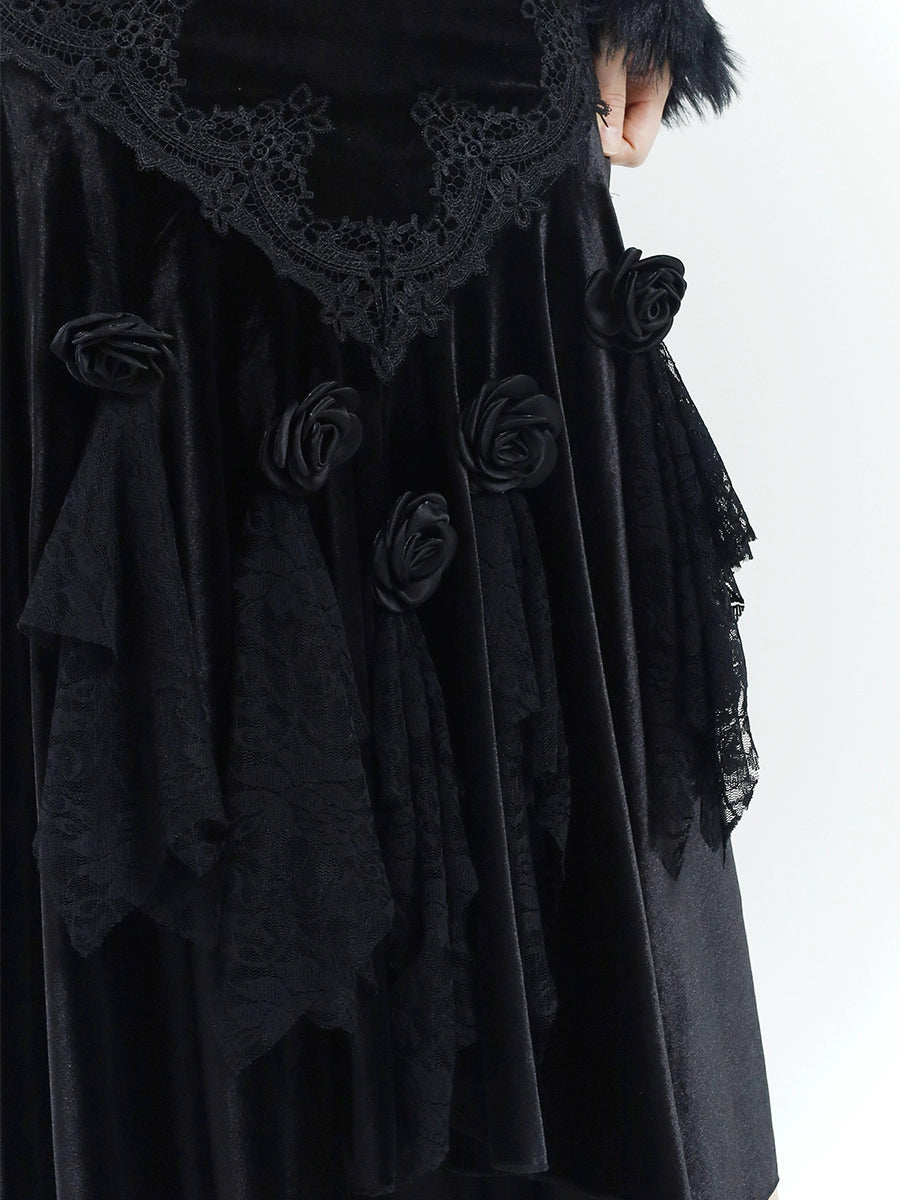 [Same day delivery] black velvet mermaid skirt/lg1126