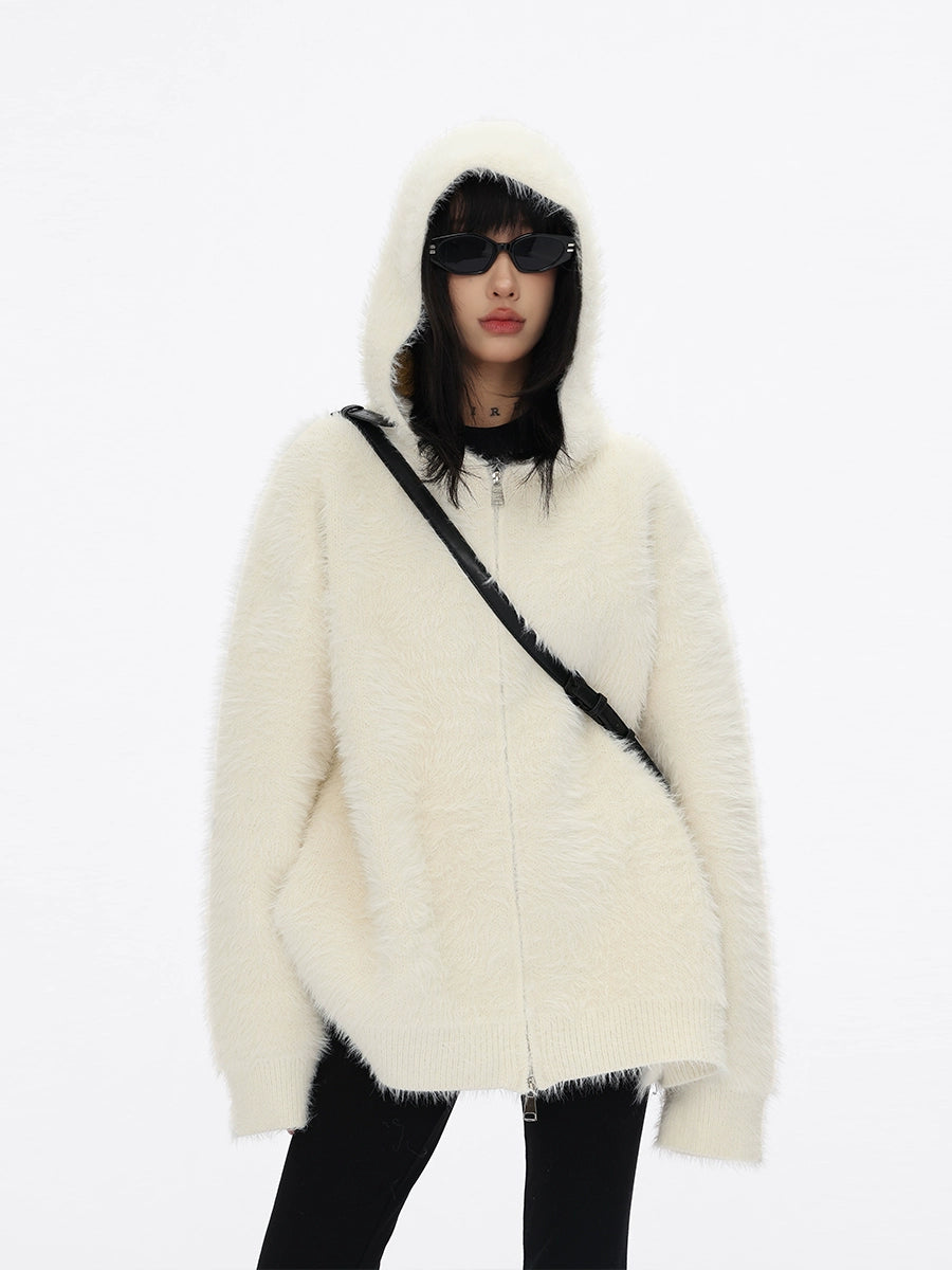 Reversible fur-hoo zip hoodie / as1114