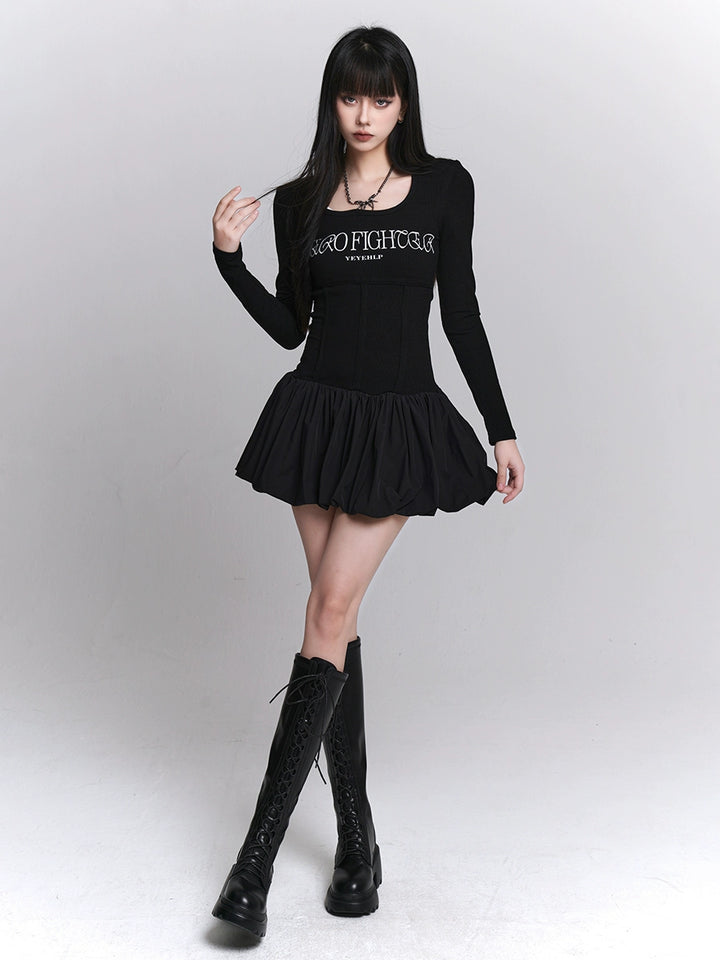 long sleeve puff mini dress/lg1122