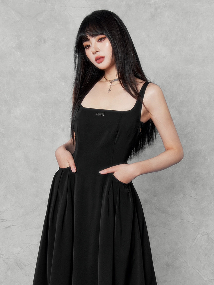 square neck suspender dress/vo1115