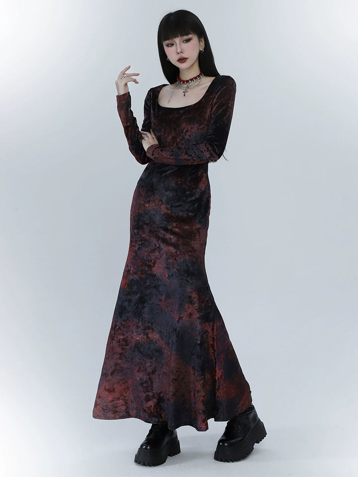 【即日配送】red velvet fishtail dress/lg1125