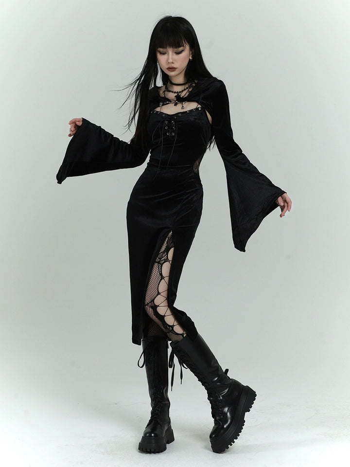 black velvet suspender dress/lg1132