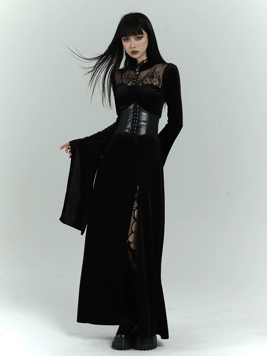 black velvet gothic dress+corset/lg1131