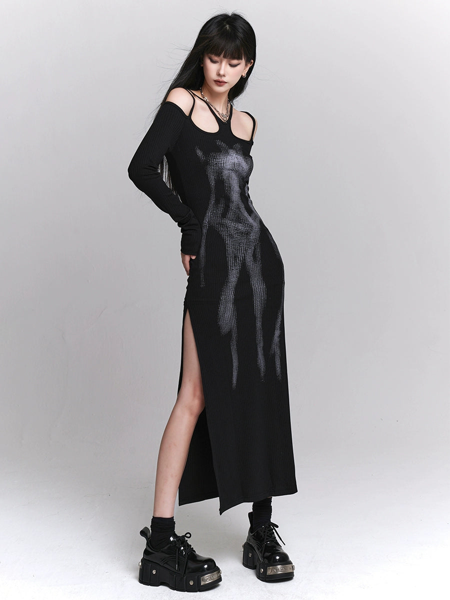 black suspender dress/lg1133