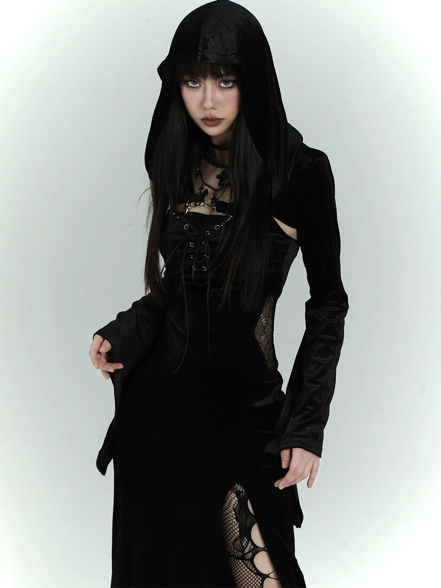 black velvet suspender dress/lg1132