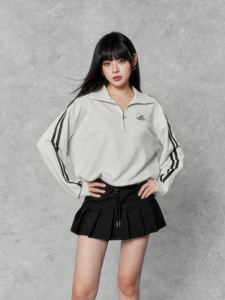 Half zip short sweatshirt & short skirt set/vo1103