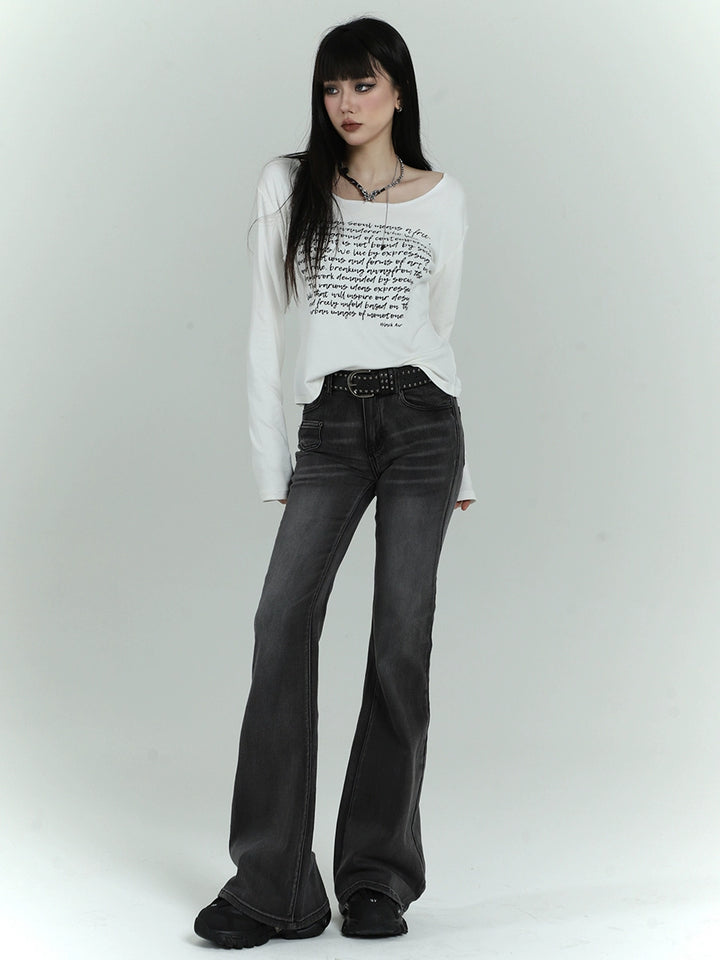 retro wash flare denim pants / lg1116