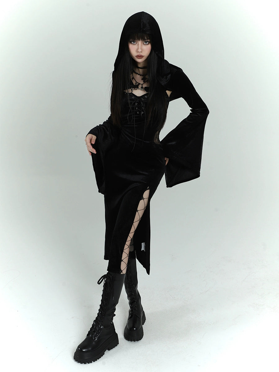 black velvet suspender dress/lg1132