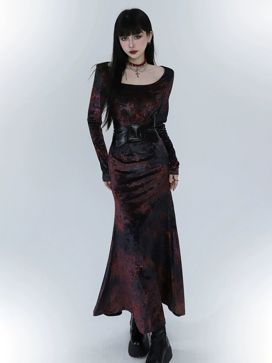 【即日配送】red velvet fishtail dress/lg1125