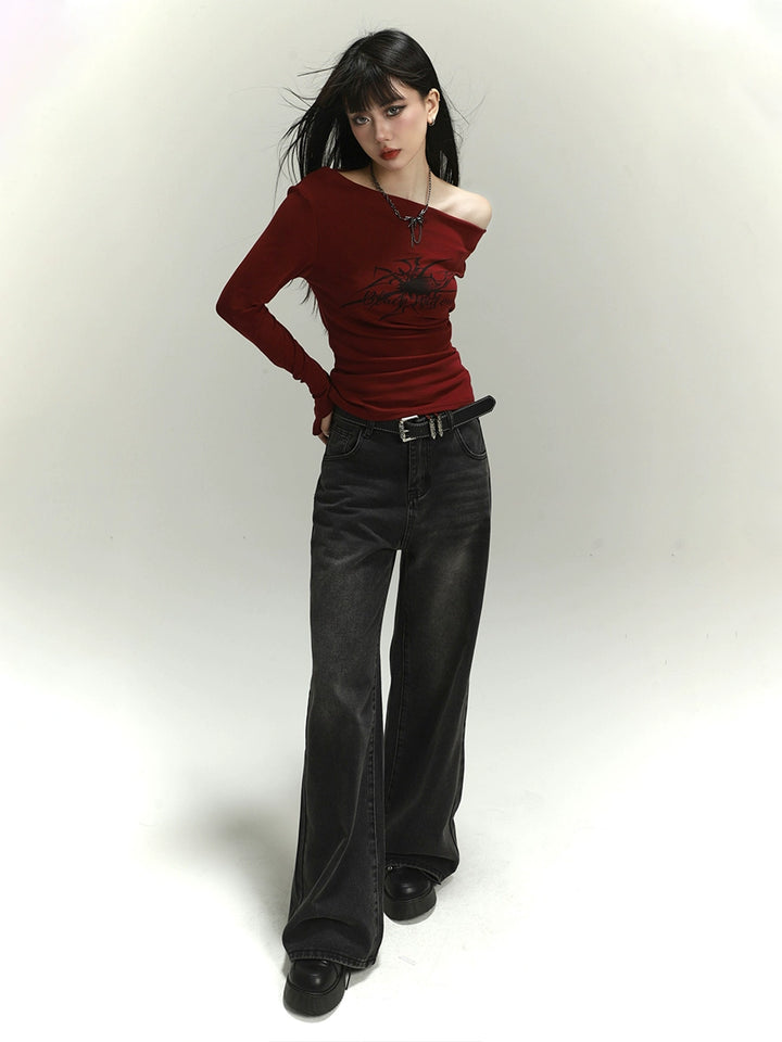 retro wide leg jeans/lg1109