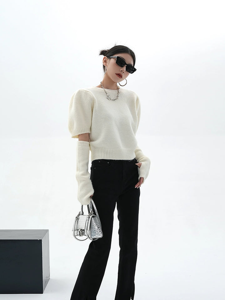 puff sleeve short sweater/sr1105