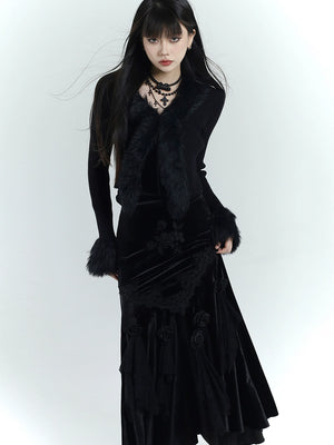 black velvet mermaid skirt/lg1126_e4r