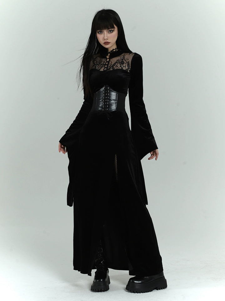 black velvet gothic dress+corset/lg1131