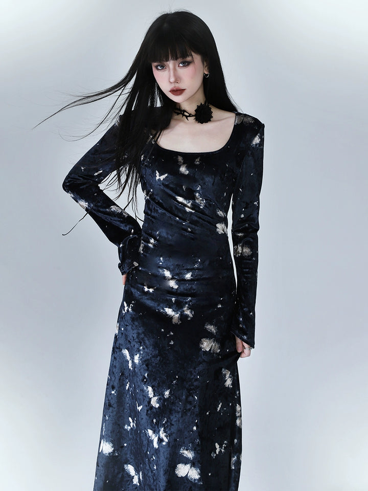 velvet butterfly starry night dress/lg1126